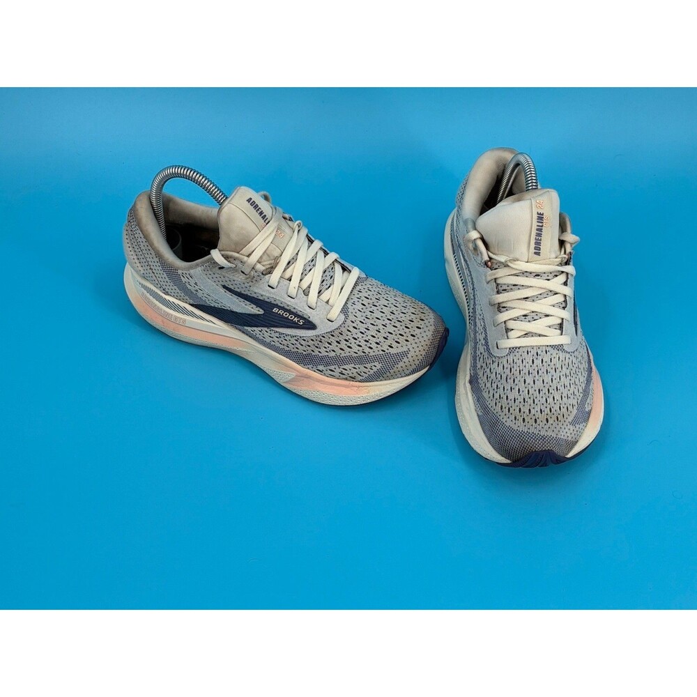 Brooks Adrenaline GTS 24 Womens 8 B Gray Blue Pink Running Shoes 1204261B140